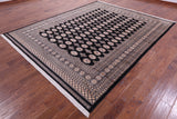 Black Bokhara Hand-Knotted Wool Rug - 8' 2" X 10' 2"