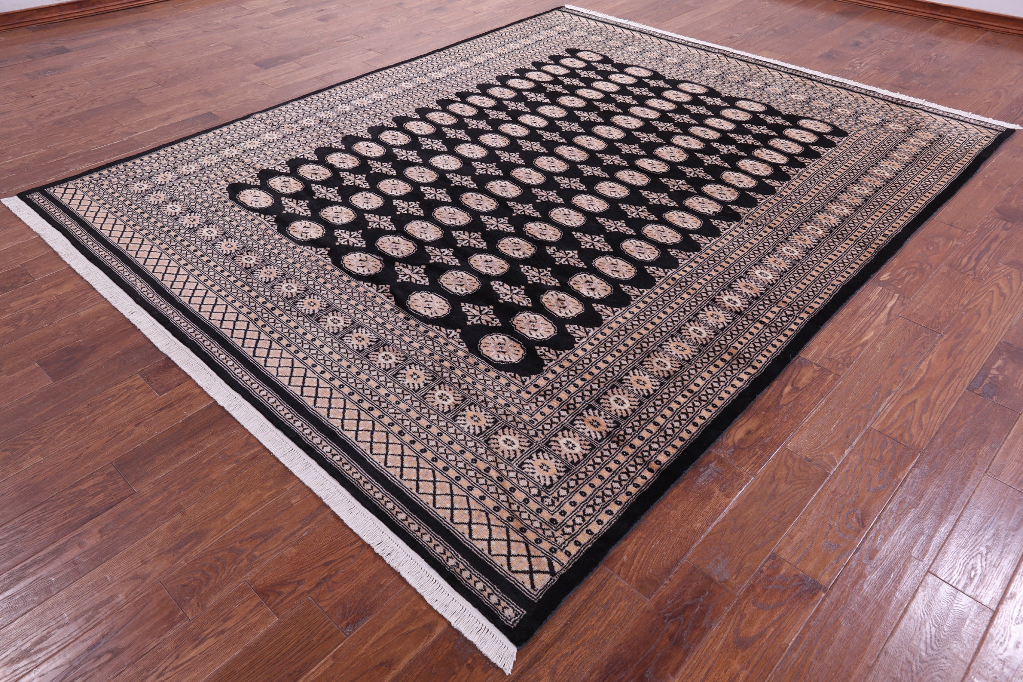 Black Bokhara Hand-Knotted Wool Rug - 8' 2" X 10' 2"