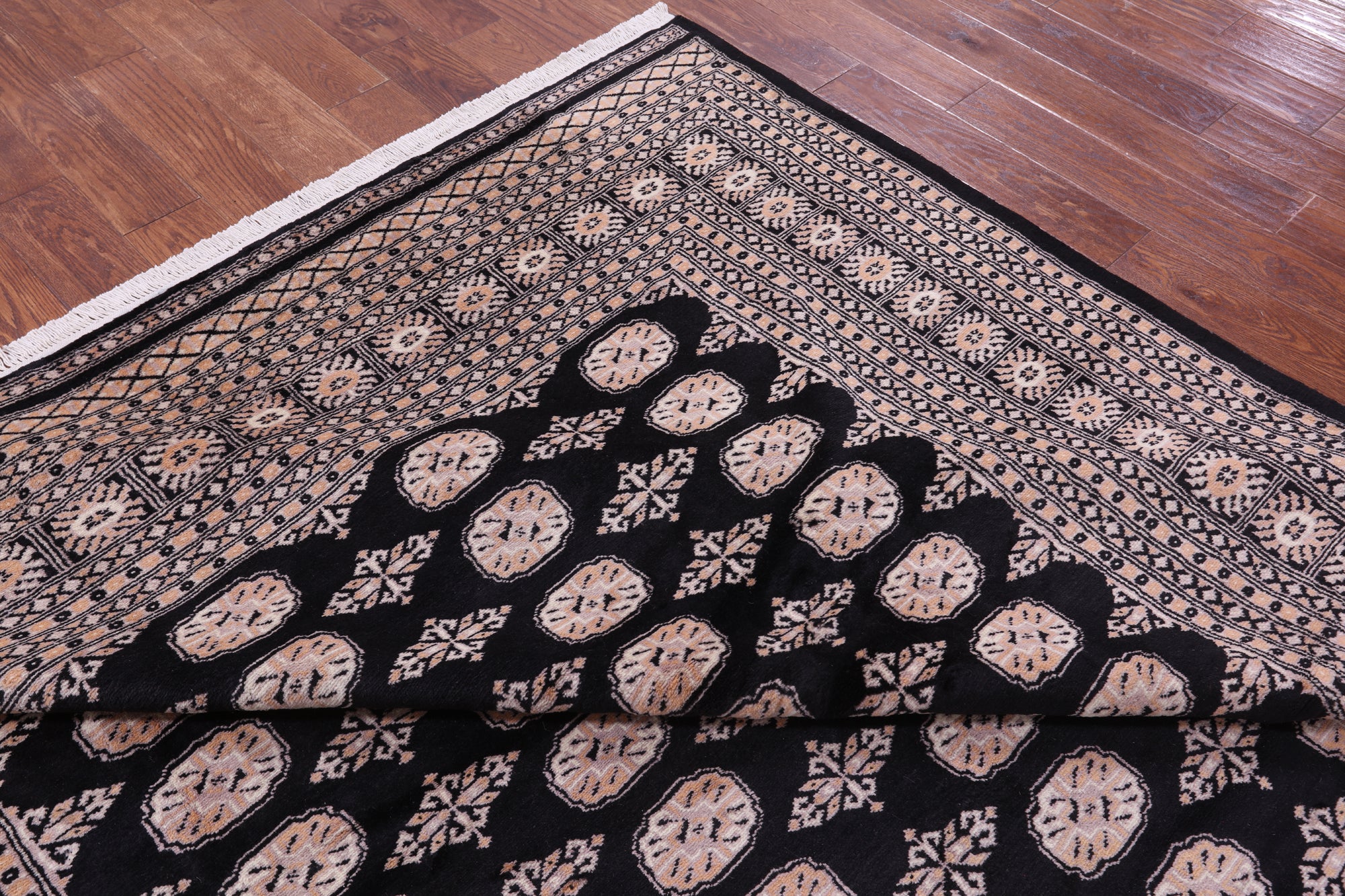 Black Bokhara Hand-Knotted Wool Rug - 8' 2" X 10' 2"