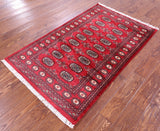 Red Bokhara Handmade Wool Rug - 3' 1" X 5' 0"