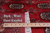 Red Bokhara Handmade Wool Rug - 3' 1" X 5' 0"