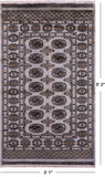 Grey Bokhara Hand-Knotted Wool Rug - 3' 1" X 5' 2"