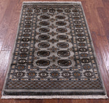 Grey Bokhara Hand-Knotted Wool Rug - 3' 1" X 5' 2"