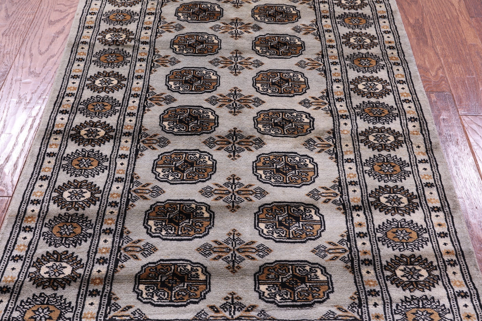 Grey Bokhara Hand-Knotted Wool Rug - 3' 1" X 5' 2"