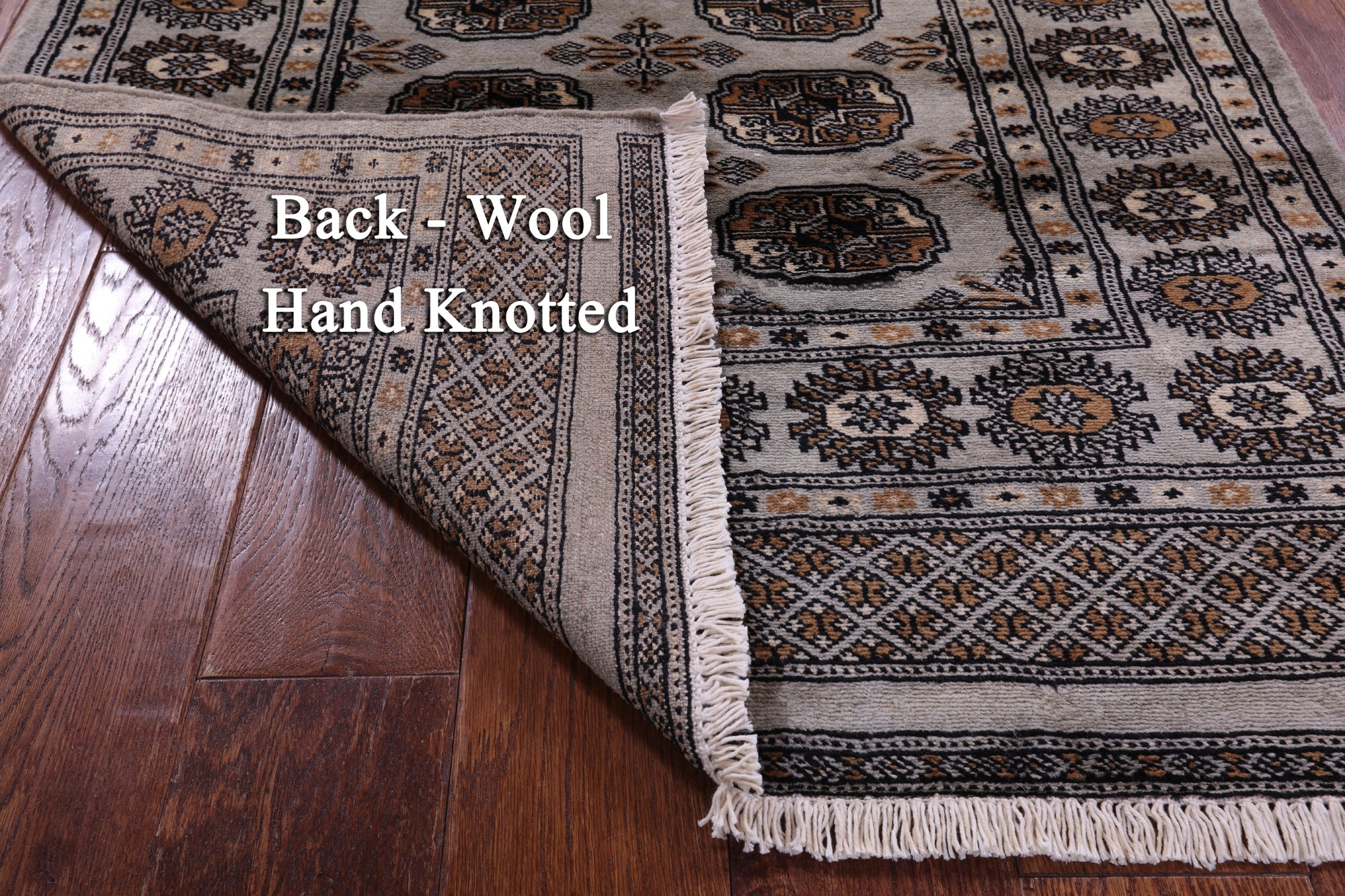 Grey Bokhara Hand-Knotted Wool Rug - 3' 1" X 5' 2"