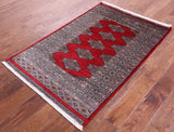 Red Bokhara Handmade Wool Rug - 3' 1" X 4' 9"