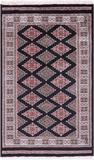 Black Bokhara Hand-Knotted Wool Rug - 3' 2" X 5' 1"