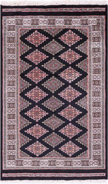 Black Bokhara Hand-Knotted Wool Rug - 3' 2" X 5' 1"