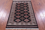 Black Bokhara Hand-Knotted Wool Rug - 3' 2" X 5' 1"