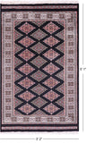 Black Bokhara Hand-Knotted Wool Rug - 3' 2" X 5' 1"