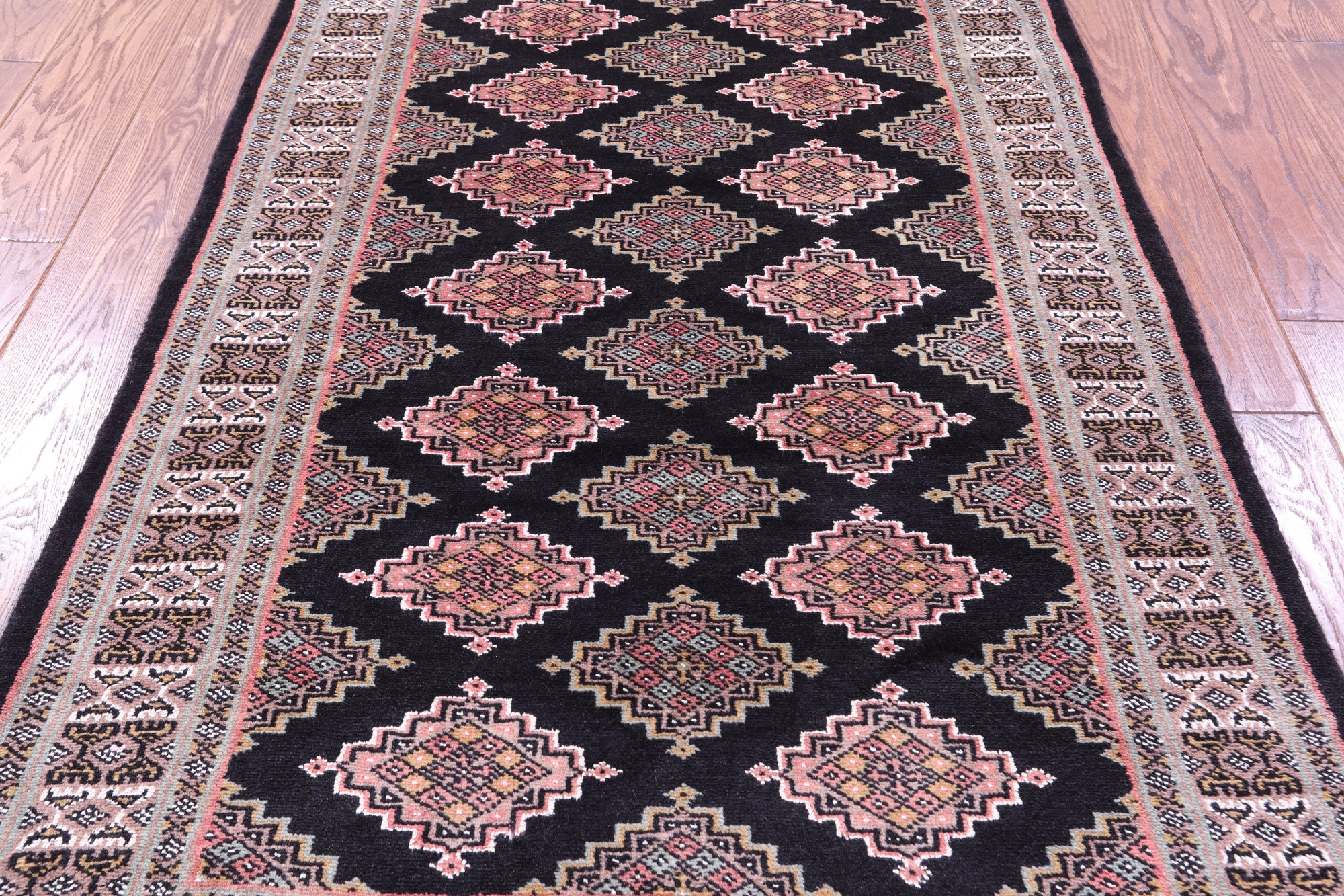 Black Bokhara Hand-Knotted Wool Rug - 3' 2" X 5' 1"