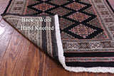 Black Bokhara Hand-Knotted Wool Rug - 3' 2" X 5' 1"