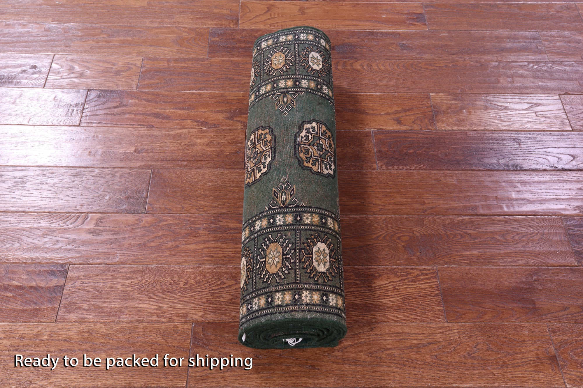 Green Bokhara Handmade Wool Runner Rug - 2' 6" X 11' 0"