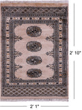 Ivory Bokhara Hand-Knotted Wool Rug - 2' 1" X 2' 10"