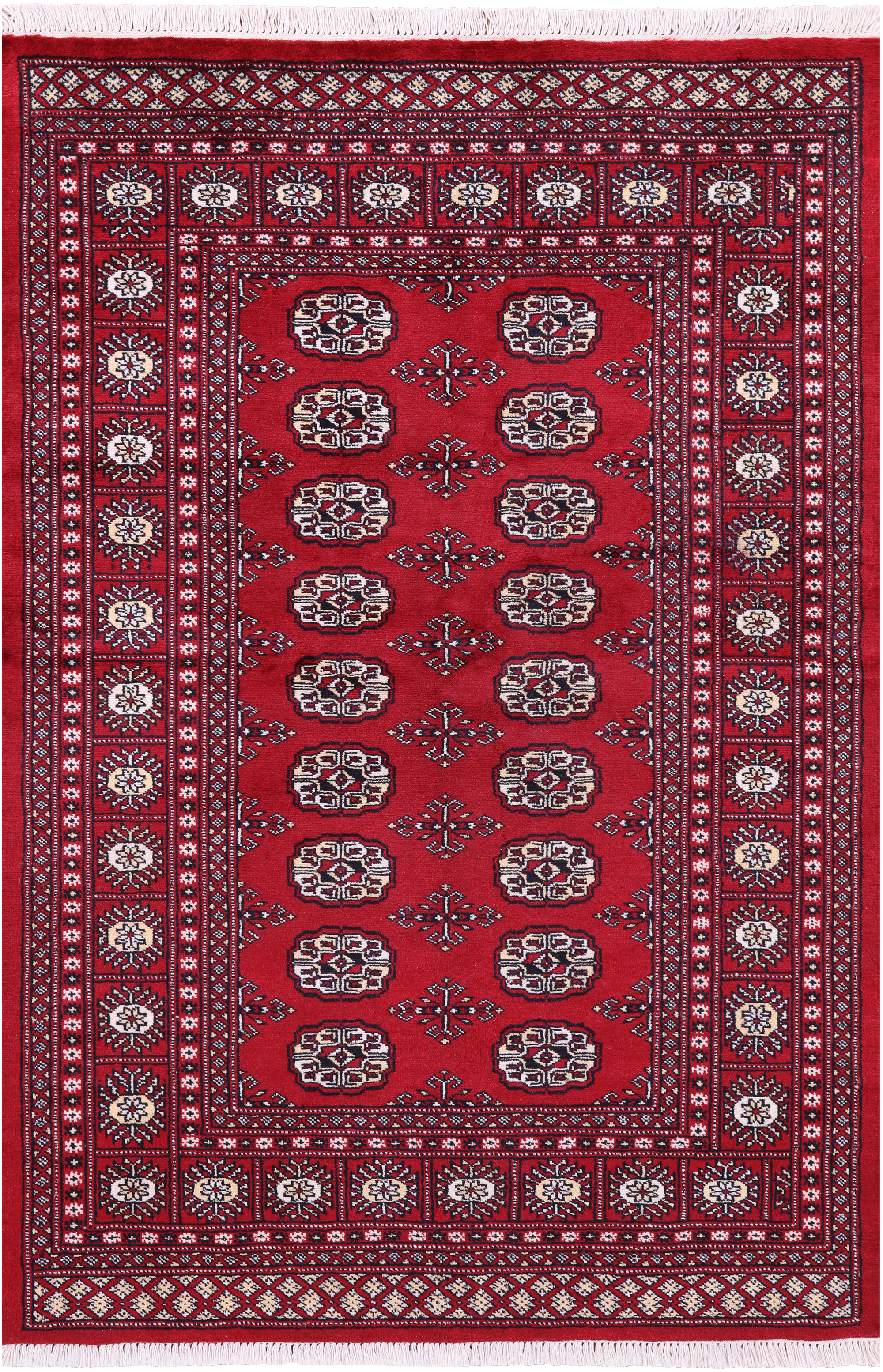 Red Bokhara Handmade Wool Rug - 4' 0" X 6' 2"