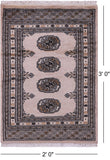 Ivory Bokhara Hand-Knotted Wool Rug - 2' 0" X 3' 0"