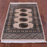Ivory Bokhara Hand-Knotted Wool Rug - 2' 0" X 2' 10"