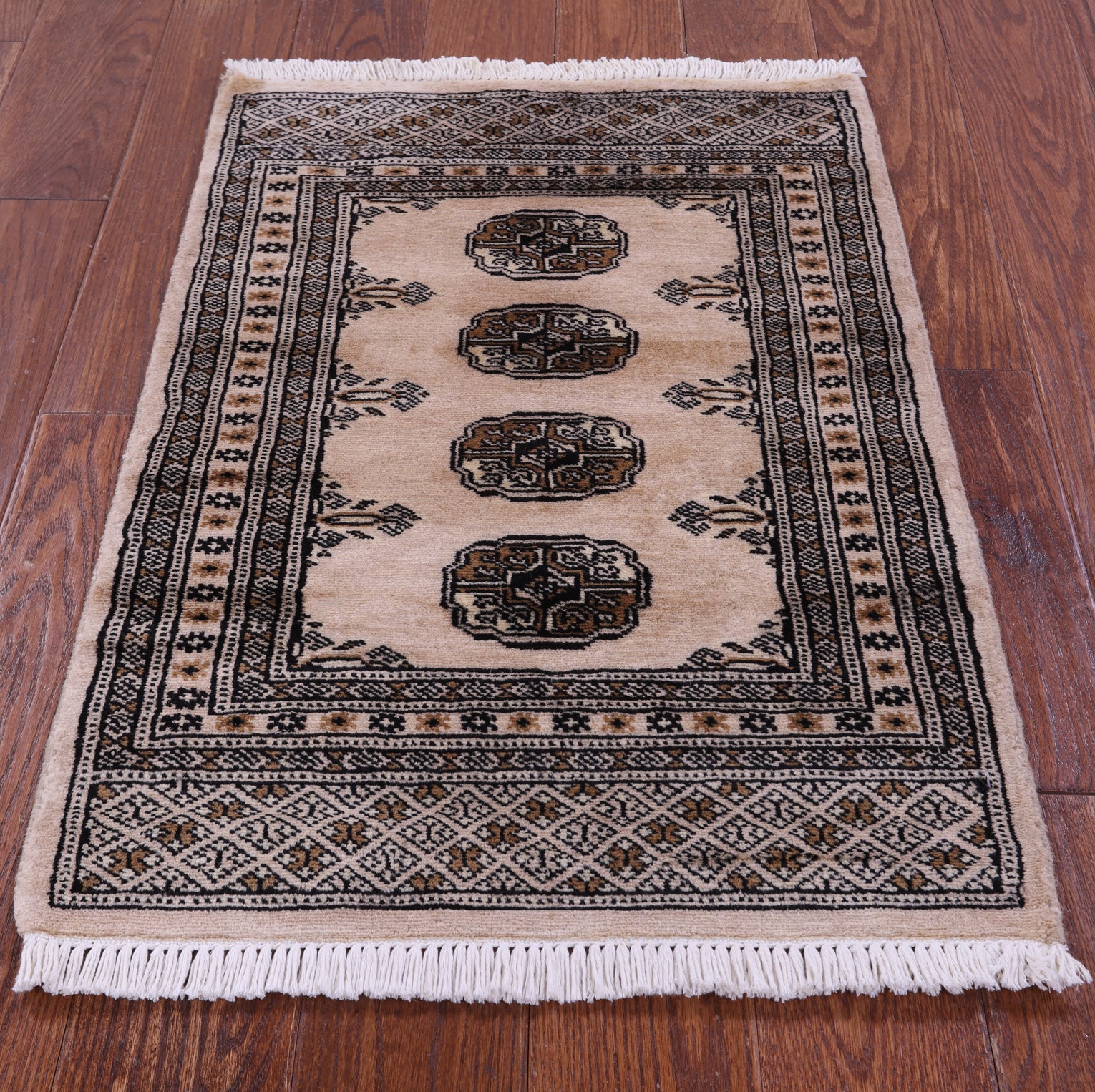 Ivory Bokhara Hand-Knotted Wool Rug - 2' 0" X 2' 10"