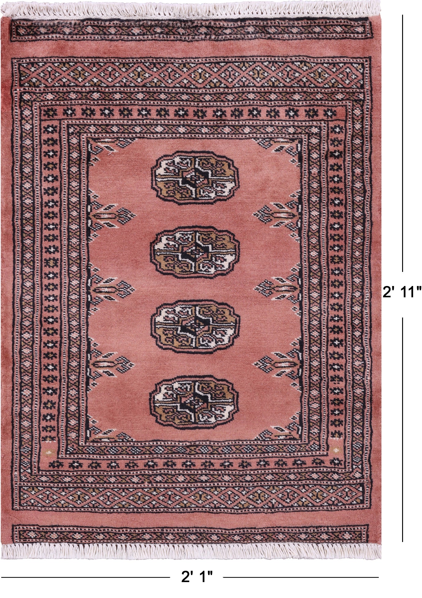 Rust Bokhara Handmade Wool Rug - 2' 1" X 2' 11"