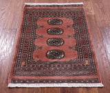 Rust Bokhara Handmade Wool Rug - 2' 1" X 2' 11"