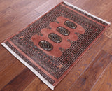 Rust Bokhara Handmade Wool Rug - 2' 1" X 2' 11"