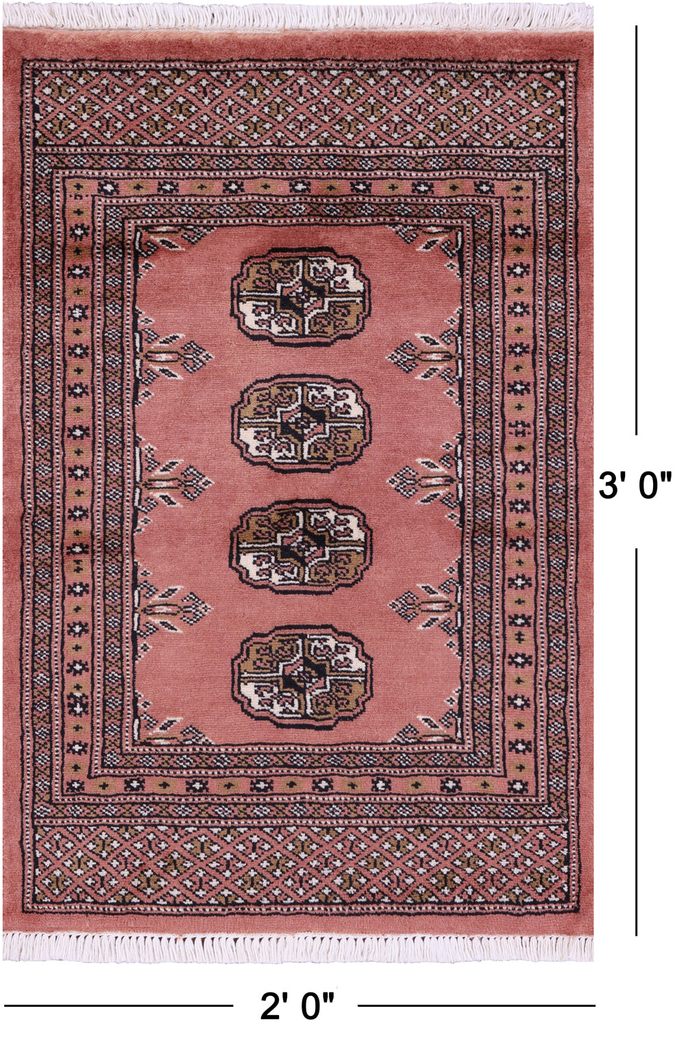 Rust Bokhara Handmade Wool Rug - 2' 0" X 3' 0"