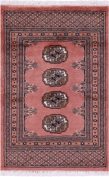 Rust Bokhara Handmade Wool Rug - 2' 0" X 3' 0"