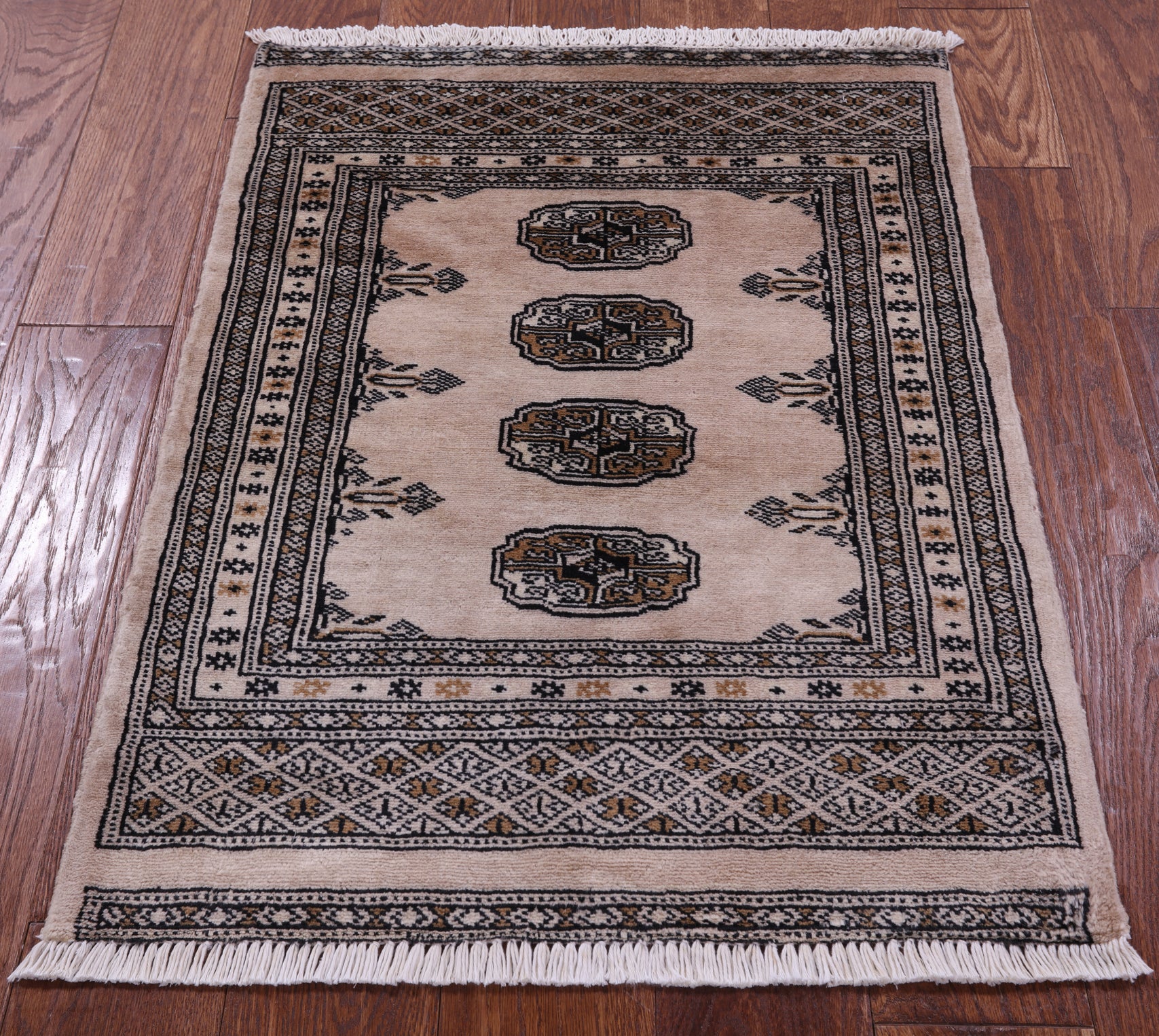 Ivory Bokhara Hand-Knotted Wool Rug - 2' 1" X 3' 1"
