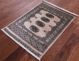 Ivory Bokhara Hand-Knotted Wool Rug - 2' 1" X 3' 1"