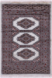 Light Green Bokhara Hand-Knotted Wool Rug - 2' 2" X 3' 0"