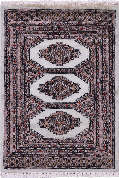 Light Green Bokhara Hand-Knotted Wool Rug - 2' 2" X 3' 0"