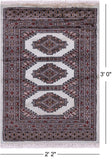 Light Green Bokhara Hand-Knotted Wool Rug - 2' 2" X 3' 0"