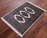 Light Green Bokhara Hand-Knotted Wool Rug - 2' 2" X 3' 0"
