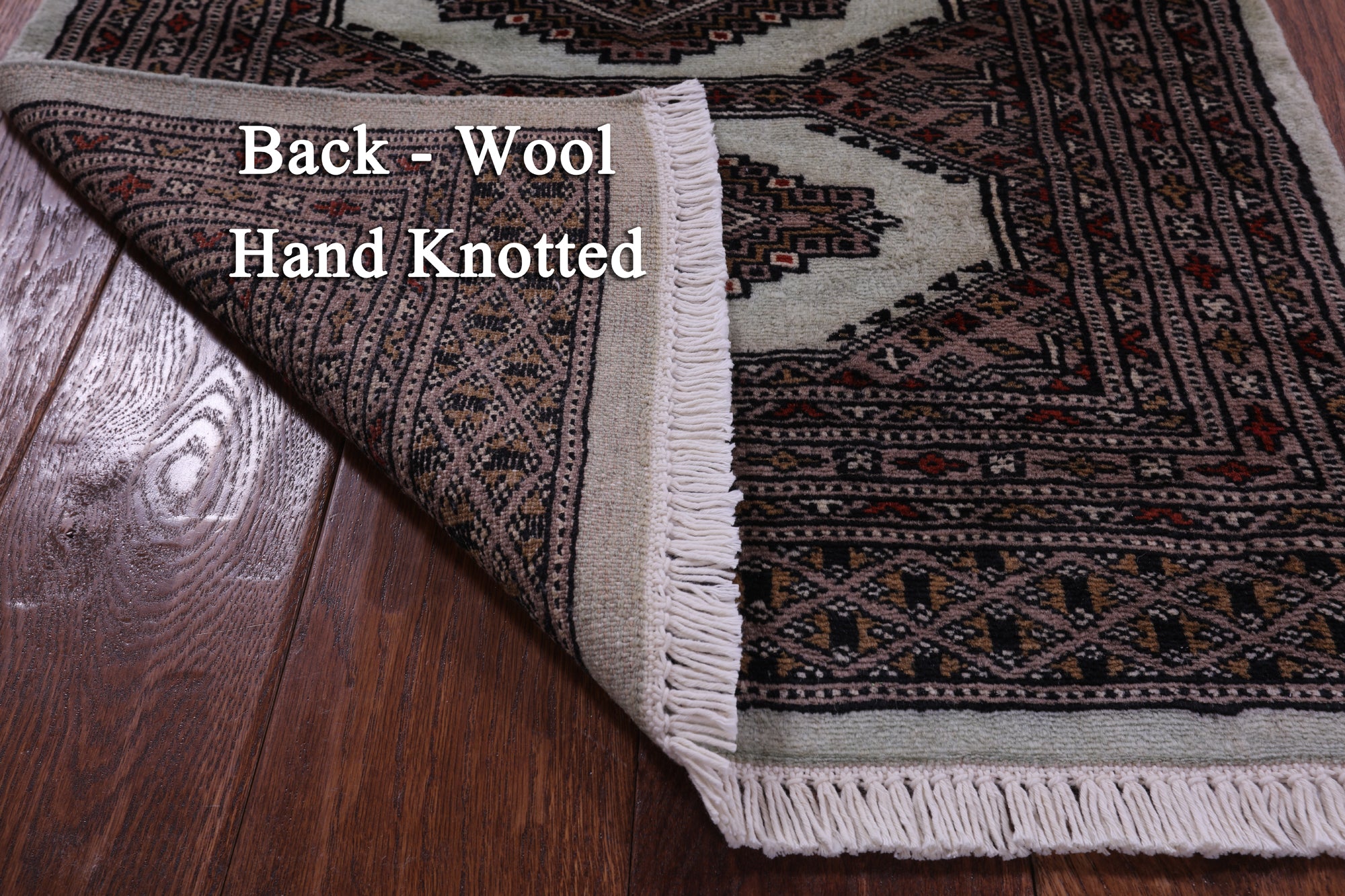 Light Green Bokhara Hand-Knotted Wool Rug - 2' 2" X 3' 0"