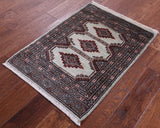 Light Green Bokhara Hand-Knotted Wool Rug - 2' 1" X 2' 10"