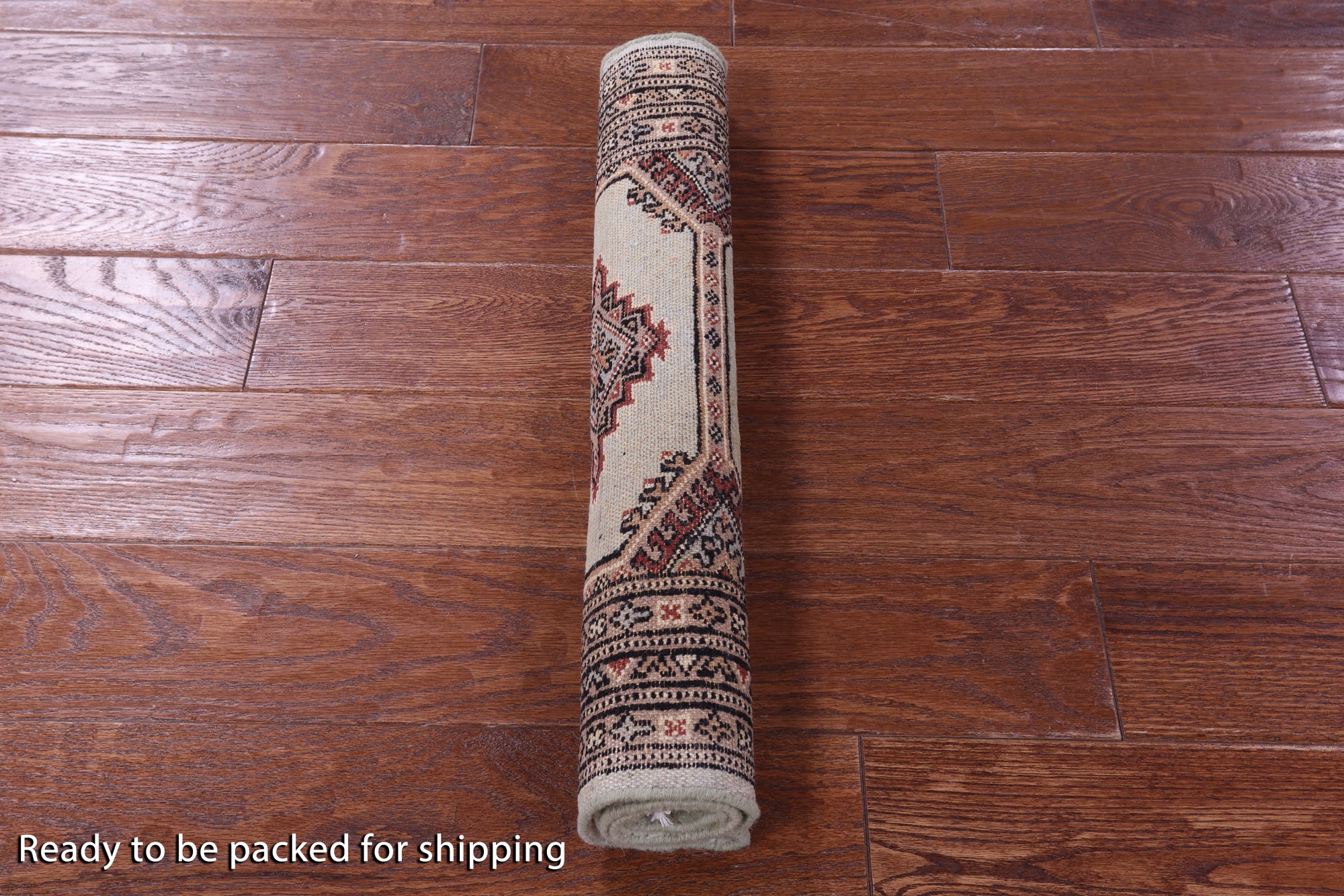 Light Green Bokhara Hand-Knotted Wool Rug - 2' 1" X 2' 10"