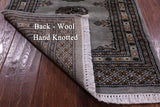 Grey Bokhara Handmade Wool Rug - 2' 0" X 3' 0"
