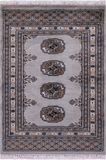 Grey Bokhara Handmade Wool Rug - 2' 0" X 3' 0"