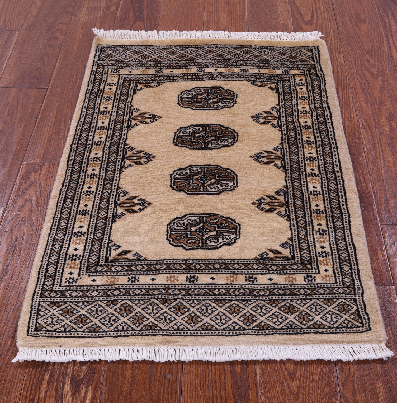 Ivory Bokhara Hand-Knotted Wool Rug - 2' 1" X 3' 0"