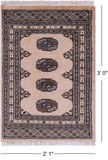 Ivory Bokhara Hand-Knotted Wool Rug - 2' 1" X 3' 0"
