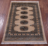 Ivory Bokhara Hand-Knotted Wool Rug - 2' 1" X 3' 1"