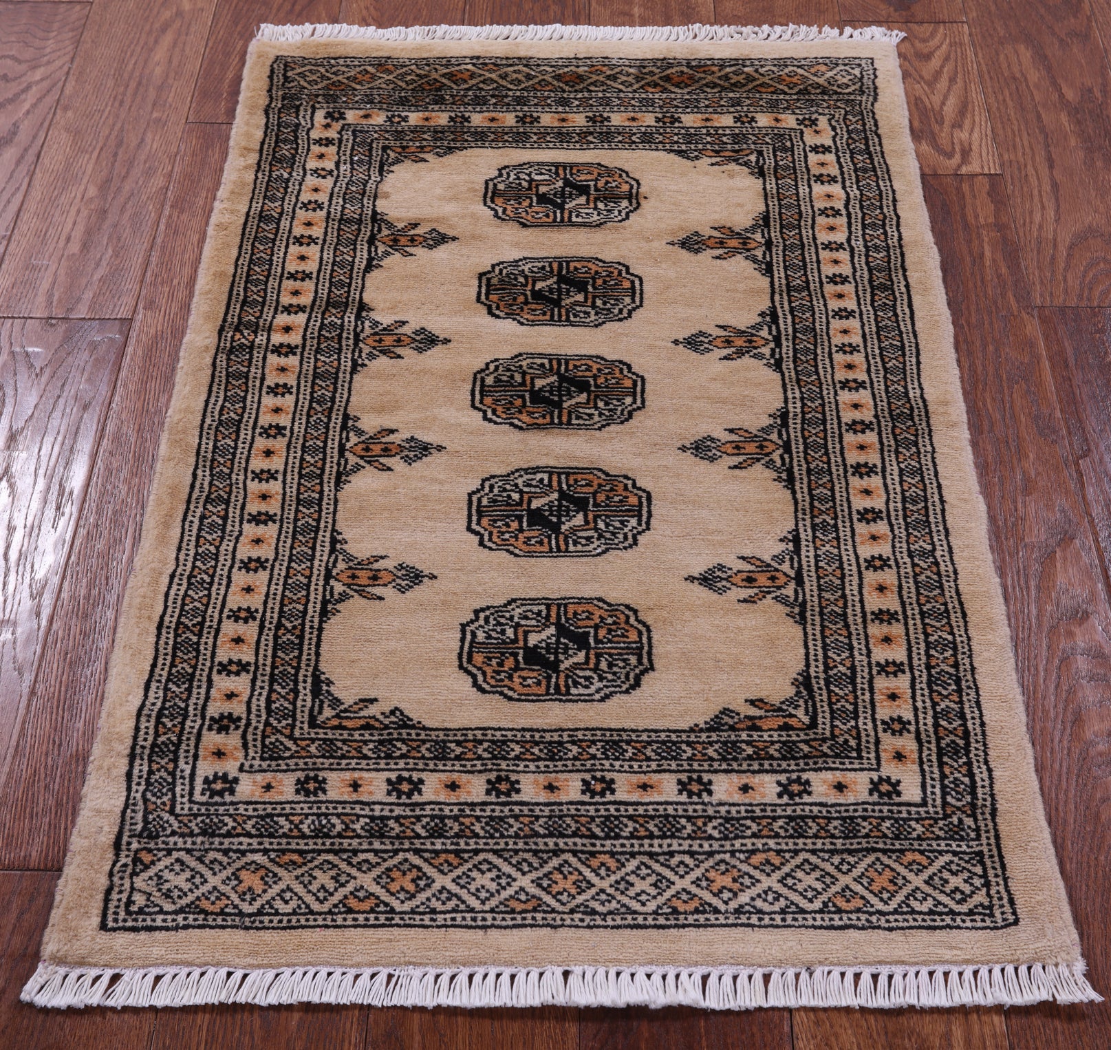 Ivory Bokhara Hand-Knotted Wool Rug - 2' 1" X 3' 1"