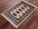 Ivory Bokhara Hand-Knotted Wool Rug - 2' 1" X 3' 1"