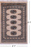 Ivory Bokhara Hand-Knotted Wool Rug - 2' 1" X 3' 1"