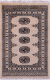 Ivory Bokhara Hand-Knotted Wool Rug - 2' 1" X 3' 1"