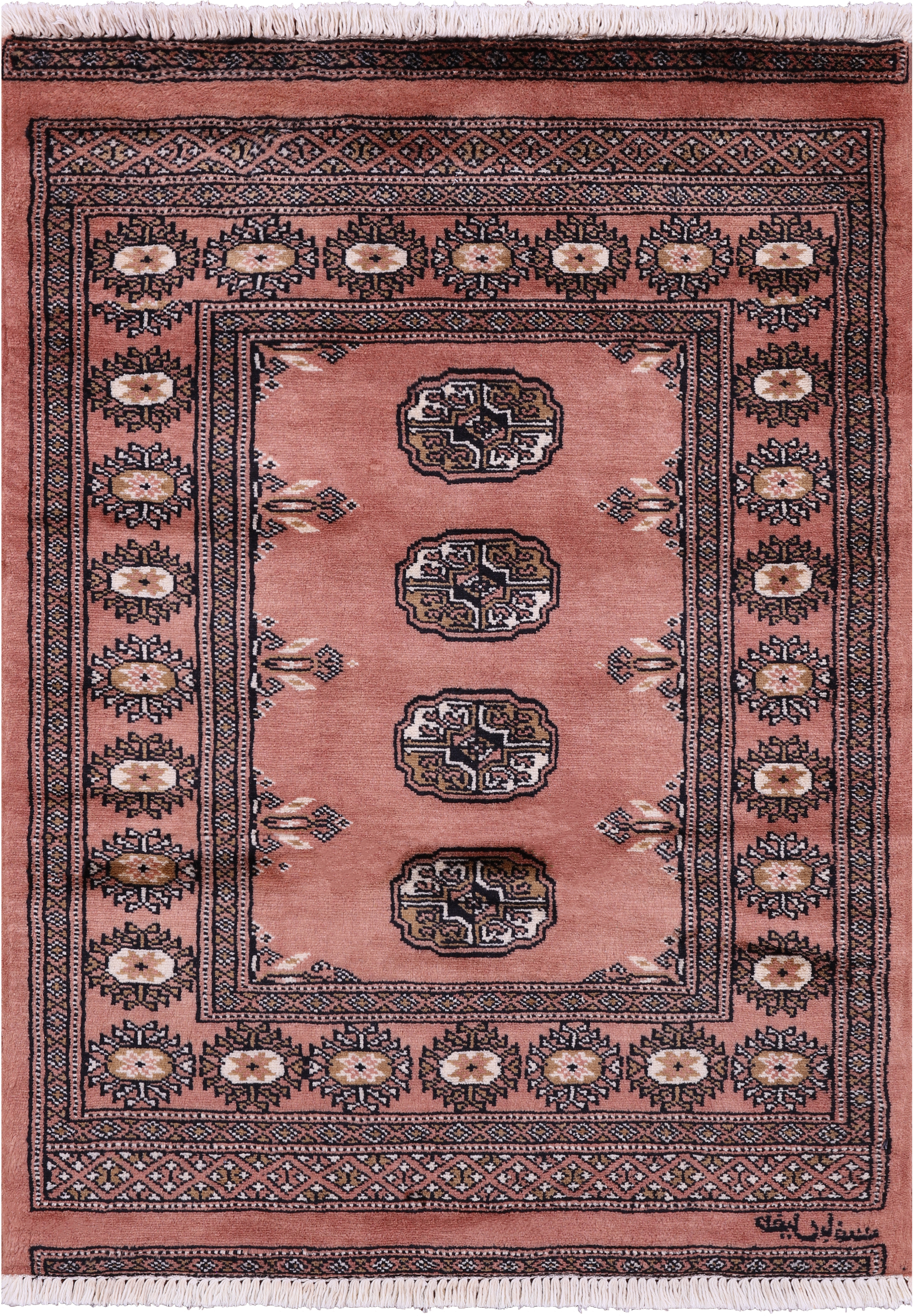 Rust Signed Bokhara Handmade Wool Rug - 2' 7" X 3' 6"