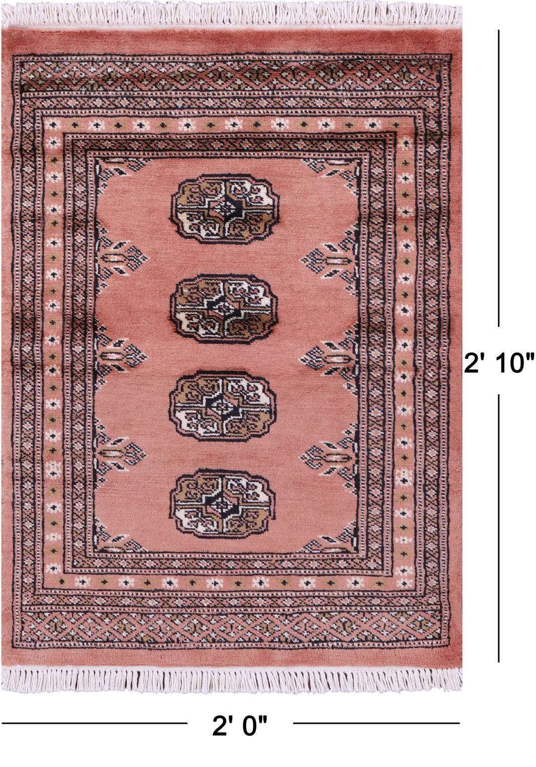 Rust Bokhara Handmade Wool Rug - 2' 0" X 2' 10"