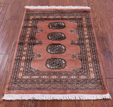 Rust Bokhara Handmade Wool Rug - 2' 0" X 2' 10"