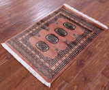 Rust Bokhara Handmade Wool Rug - 2' 0" X 2' 10"