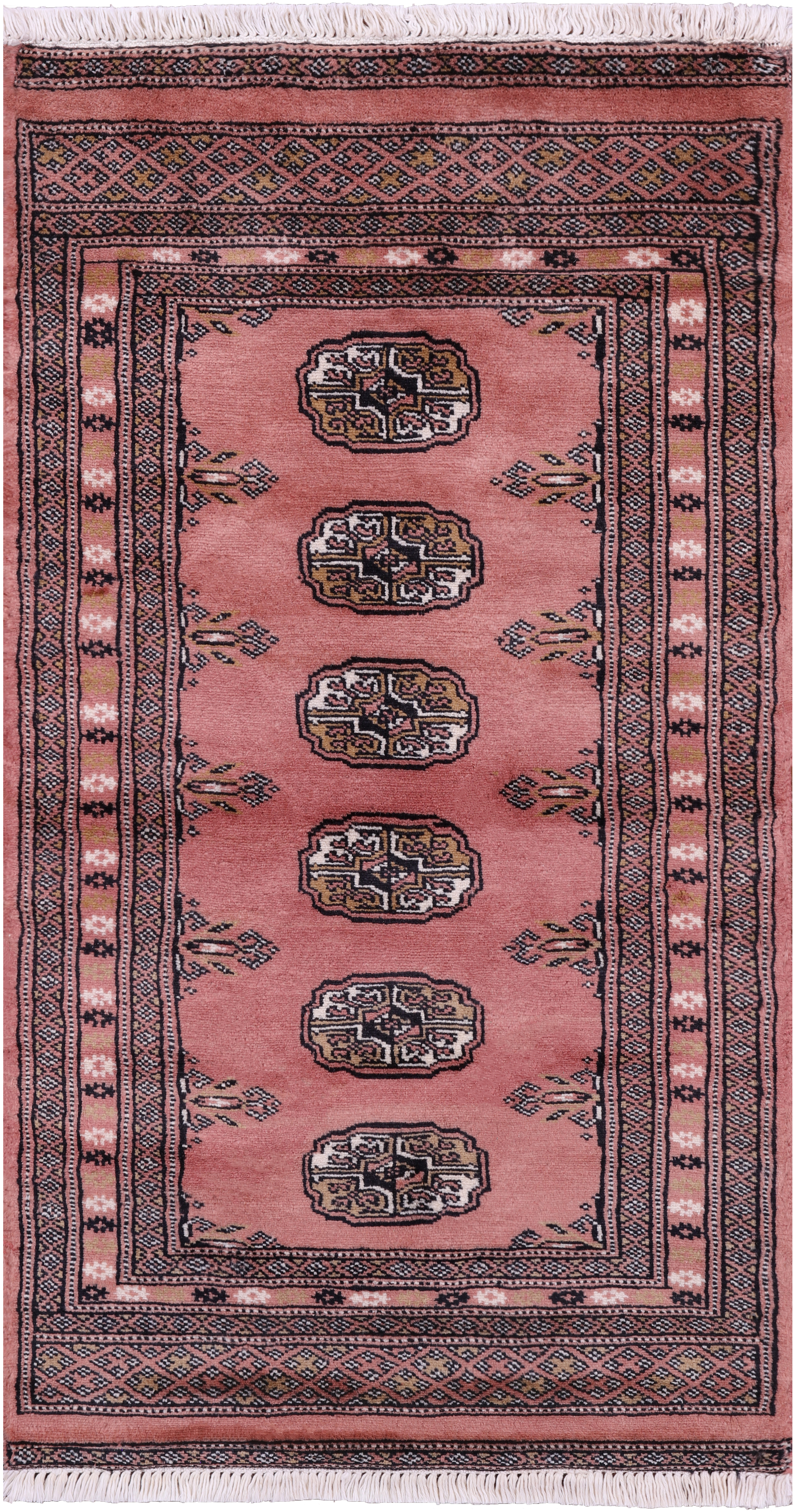 Rust Bokhara Handmade Wool Rug - 2' 0" X 3' 7"